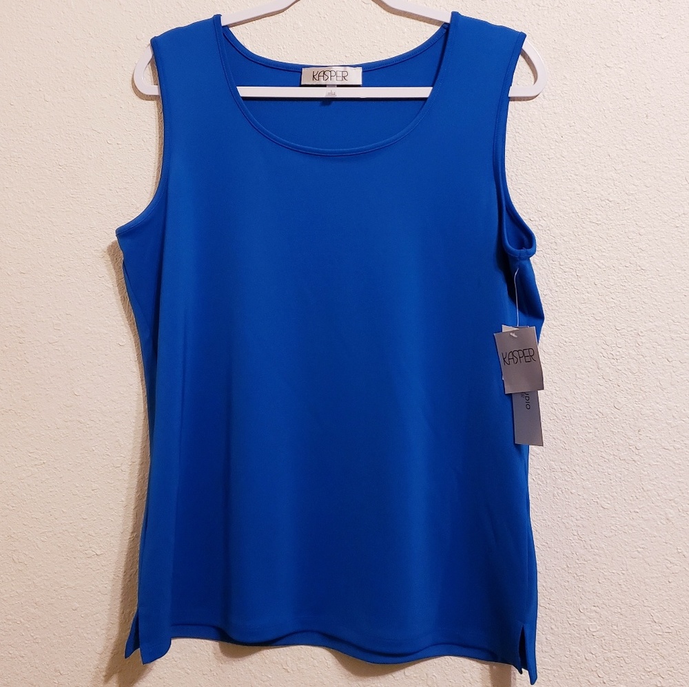Kasper Scoop Neck Knit Shell Imperial Blue 